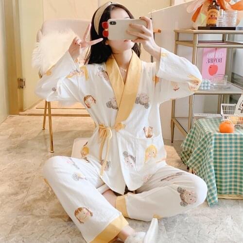 Maternity Sleepwear Sets Cotton Nursing Nightgown Suit for Prenatal + Postnatal Women Autumn Winter High Quality Nurning Pajamas