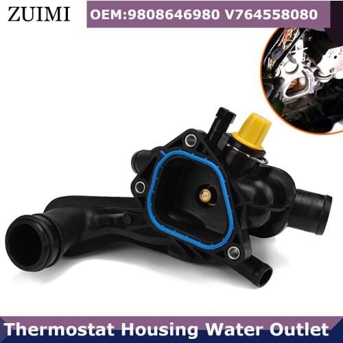 Thermostat Housing Water Outlet 9808646980 V764558080 Fit For Citroen C4 MINI R56 R55 Peugeot 207 208 308 508 2008 3008 1.4 1.6