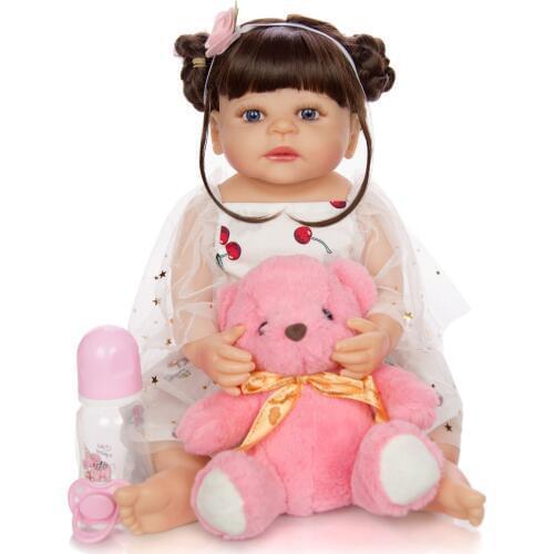 NPK DOLL girl newborn bebe doll reborn baby doll full body silicone Bath toy lol dolls Xmas gift 22inch 55cm