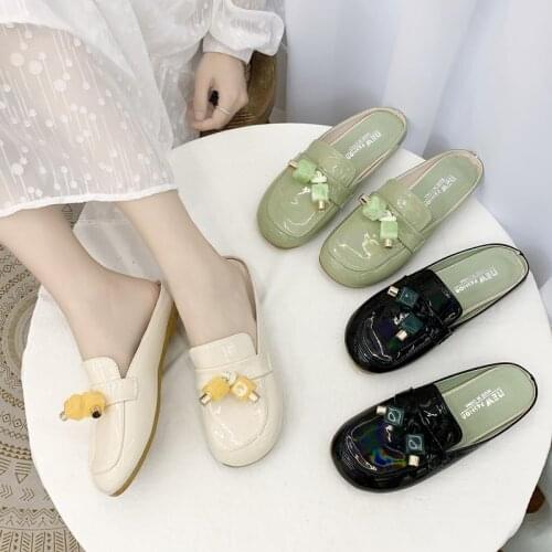 Outer wear flat slippers summer new fashion trend cute half slippers all-match Baotou Muller womens shoes