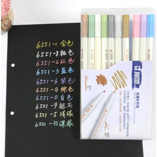 10 Colors DIY Graffiti Metallic Markers Artistic Brush Pen Drawing Art Marker For Sketching Painting Stationery School Supplies