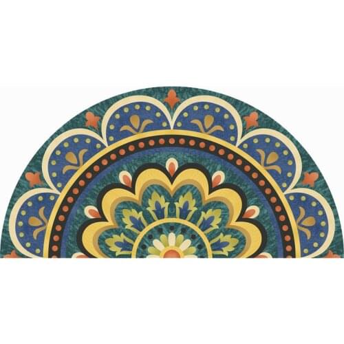 Morocco Style Half Round Doormat Anti-slip Bath Mat Study Balcony Door Entrance Water Adsorption Carpet Living Room Carpet