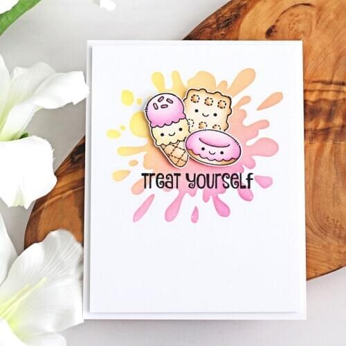 "Treat Yourself " Metal Cutting Dies And Coordinating Stamp For Scrapbooking Craft Die Cut Card Making Embossing Stencil
