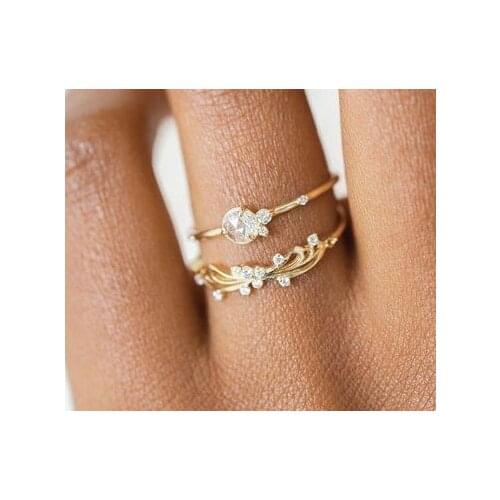 Milangirl Classic Ladies Ring Simple Irregular Lines Inlaid Rhinestone Female Ring Temperament Girl Birthday Party Jewelry Hot