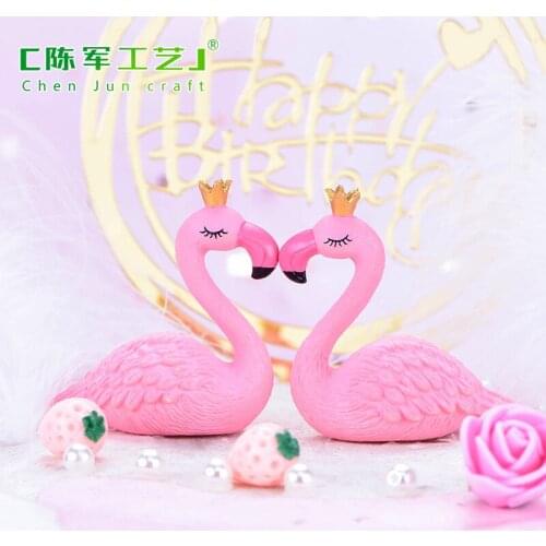 2pcs/set 4.8x5cm Micro Flamingo Figurine Miniature Animals Ornaments For DIY Fairy Garden Small Plants Decoration