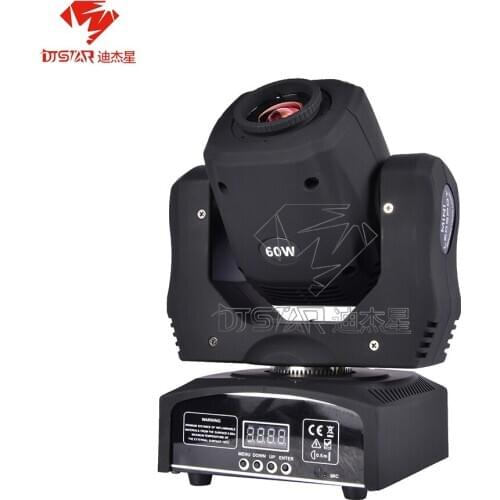 Mini 60W Spot Led Moving Head Light With 7 Gobos 7 Colos Manual Focus DMX 9/11 Channels Sound Music Control DJ Stage Bar Show