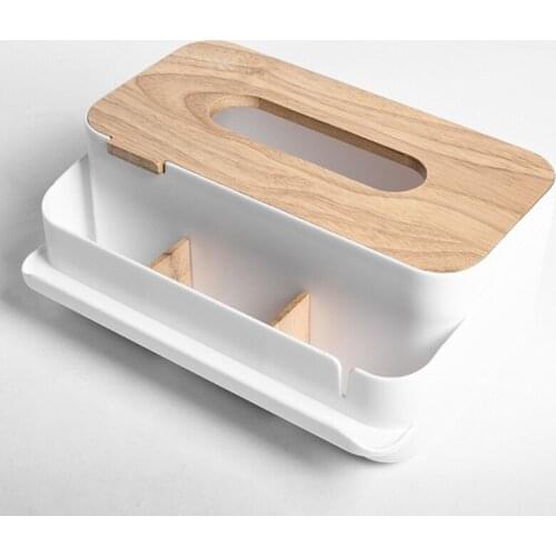 Multifunction Tissue Box Multi Compartments Storage Case Facial Towel Dispenser with Phone Holder Desktop Organizer