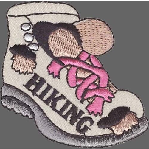 Cartoon Hiking Letter Shoes Patch Anime Embroidered Iron On Patches Sticker For Clothes Sewing On Jeans Appliques Badges