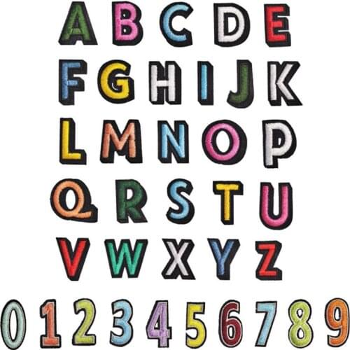 36/26/10 PCS Iron on Letters Patches Applique Sew on Patches Letter A-Z Number 0-9 Alphabet Embroidered Patches DIY