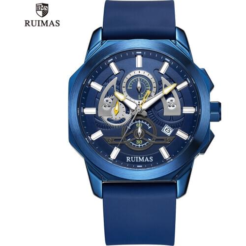 RUIMAS 2020 New Fashion Mens Watches Top Brand Luxury Sports Chronograph Quartz Watch Silicone Wristwatch Men Relogio Masculino