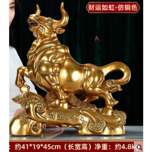 New resin crafts lucky town house office living room stock market cattle ornaments