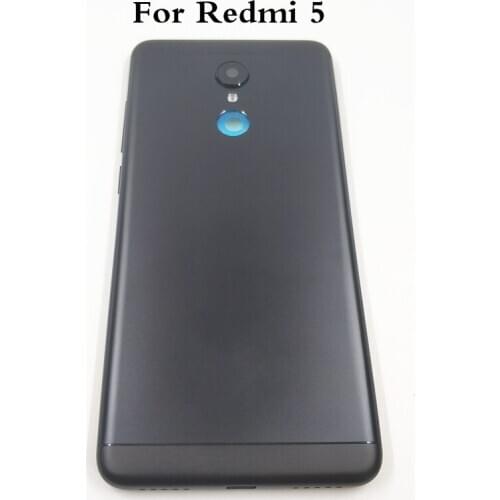 Original For Xiaomi Redmi 5 MDE1 Metal Battery Door Back Cover Housing With Side Buttons + Camera Lens