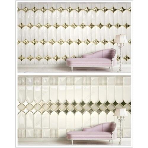 Papel de parede lu xury goldenEuropean rhombus soft pack geometric 3d stereo wallpaper,living room bedroom home decor KTV mural