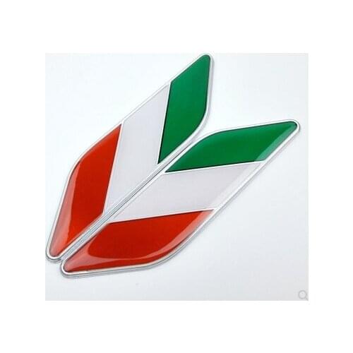 Pair Italy Flag Auto Fender Side Emblem Skirts Badge Decal Sticker Car Accessories