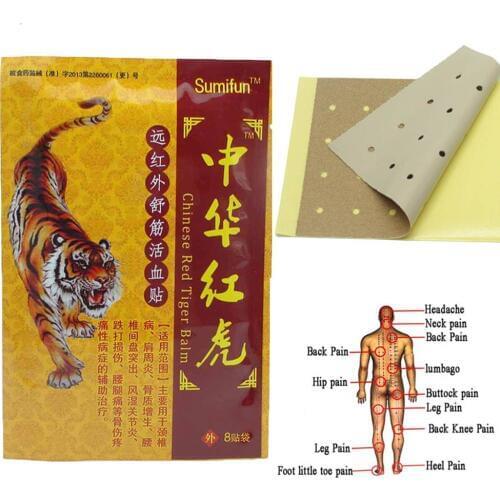 80pcs/lot Pain Relief Plaster Red Tiger Chinese Medical Patch Arthritis Relief Medical Neck Muscle Massager Orthopedic Plaster