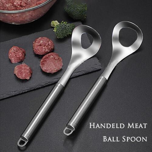 HandHeld Meatball Spoon Stainless Steel Non Stick Meatball Making Tool with Elliptical Leakage Hole Kitchen Utensil