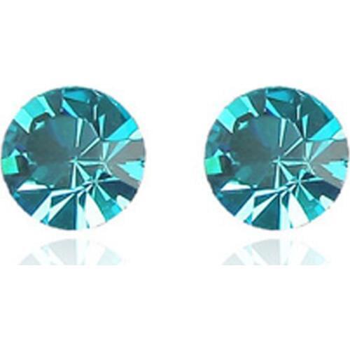 TRACYSWING Real Austrian Crystals White Gold Color Fashion Stud earrings for women Sales New Round 85797Bluezircon