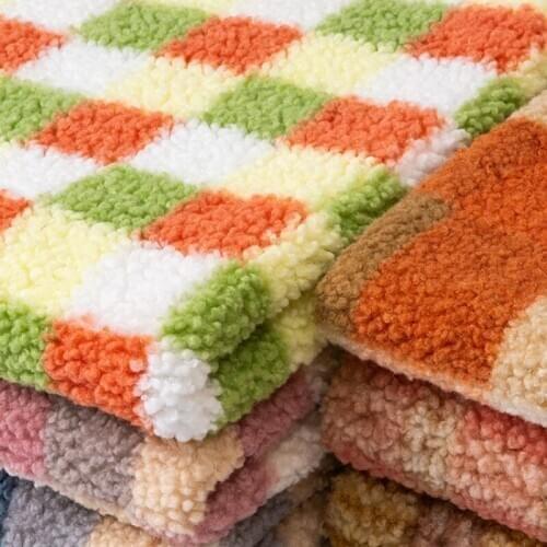 Wide 62" Plaid Print Polar Fleece Fabric Thick Autumn Winter Cashmere Like Material Overcoat Coat Doll Fabric By the Half-Metre