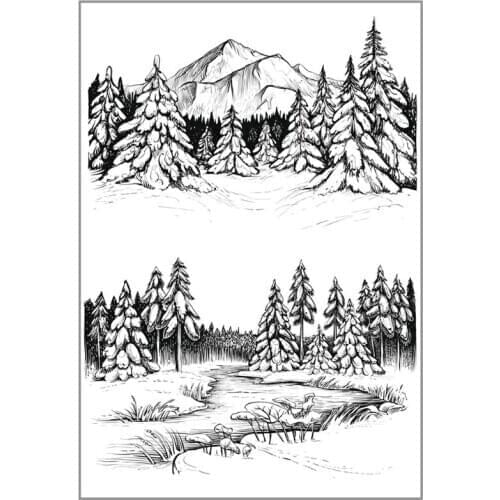 Snow Mountain River DIY Silicone Clear Stamp Seal Scrapbook Embossing Album