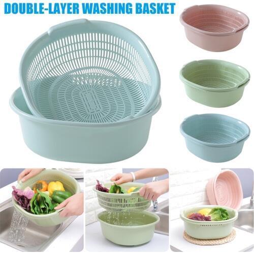Sink Strainer Sieve Draining Board Dish Drainer Double-Layer Washing Basket Fruit Drain Basket 2019ing