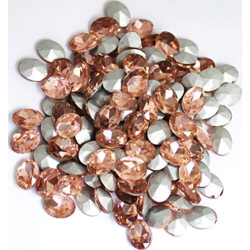 Light Peach Rhinestone Strass Non Hotfix Rhinestones 6*8mm 10pcs Oval Crystals DIY 3D Nail Art Gems decoration