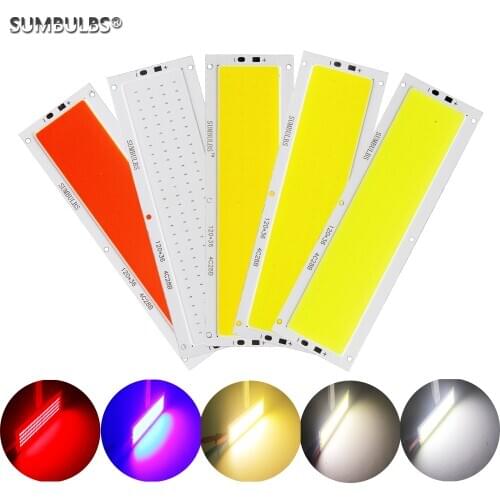 SUMBULBS 12V LED COB 12W LED Light source Strip Bulb Panel Lamp Warm Natural Cold White Blue Color 120x36mm Chip LED Lighting