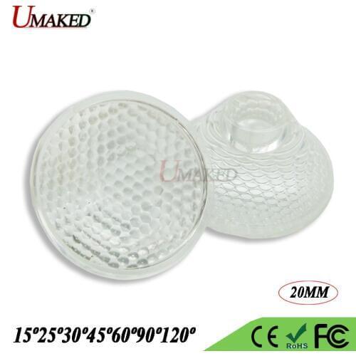 20MM LED lenes spherical Surface 1W 3W 5W High Power 15 30 45 60 90 120 Degree PMMA Optical lens for led Aquarium blub Spotlight