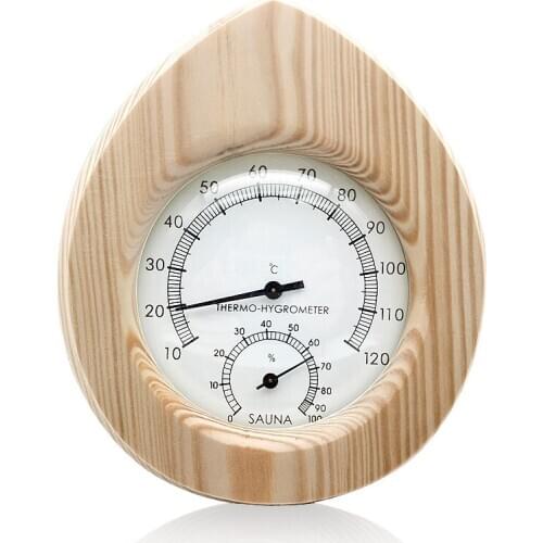 Temperature-Humidity-Meter Room-Accessories Sauna Steam Wood 2-In-1 Drop-Shaped