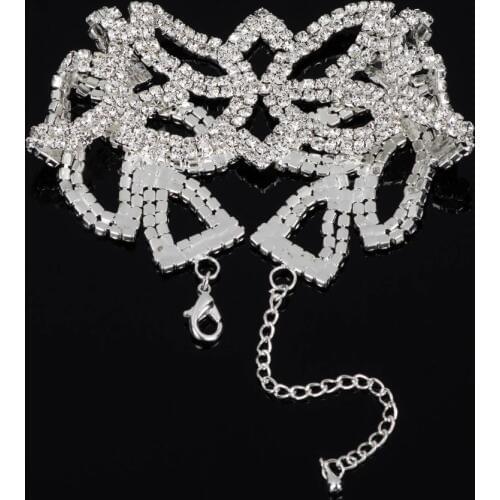 YFJEWE Bohemia Silver Color Bridedal Wedding Style Crystal Bracelets Vintage Chain Rhinestone Personality Cuff Bangles B204