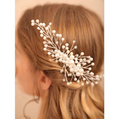 Korean Pearls Hair Comb Elegant Women Hairpieces Tiaras Wedding Hair Accessories for Bride Headdresses Silver Fashion Hair Clips