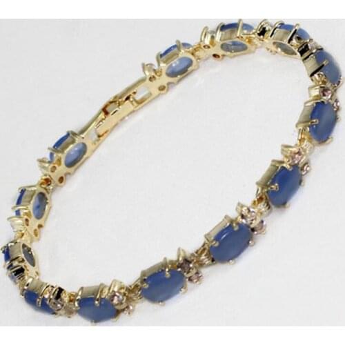 Womens fashion gold plated egg shaped Purple Blue Opal Bracelet