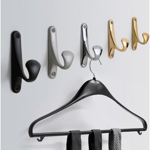 1 Pcs Matte Black Clothes Hat Hooks Wall Mounted Retro Style Hanger With Screws Zinc Alloy Hook Decorative Hardware