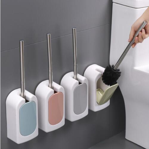 1Pc Wall-mounted Toilet Cleaning Brush Base Cleaning Brush For WC Bathroom Accessories Stainless Steel Handle Household Tool