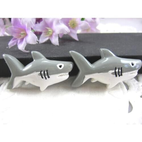 10pcs/lot DIY flat back resin cabochons accessories kawaii resin shark in grey color