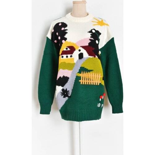 1030 2020 Autumn Free Shipping Sweater Long Sleeve Crew Neck Kint Pullover Green Xiaoermei