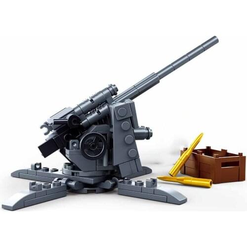2021 World War 2 WW2 Army Military Soldier City Police SWAT 88MM Anti-Tank Gun Model Building Blocks Bricks Kids Toys Gift
