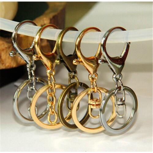 ACLOVEX 5pcs/lot Diameter 30mm Iron Metal Key Rings Key Chains With Lobster Clasps Gold Color Keyrings KeyChains For Women Bags