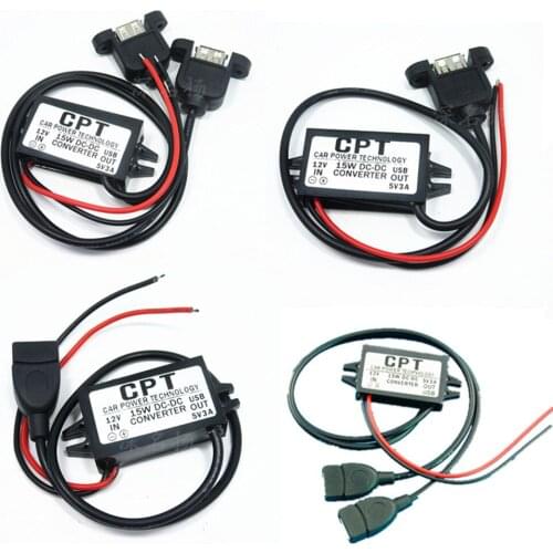 Car Power Technology Charger DC Converter Module Single Port 12V To 5V 2/3A 15W With Micro USB Cable Durable
