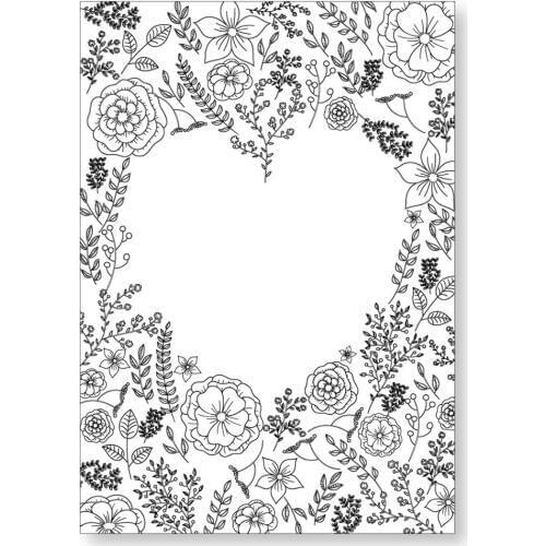 AZSG Heart-shape Flowers Leaves Frame Clear Stamps For DIY Scrapbooking/Card Making/Album Decorative Silicone Stamp Crafts
