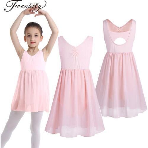 Chiffon Sleeveless Ballet Dancing Girls Professional Ballet Tutu Dress Ballerina Teen Kids Gymnastics Leotard Costume Dress