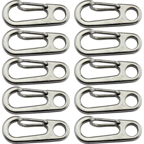 Marine Grade Stainless Steel 304 Mini Quick Released Split Keychain Key Ring Clasps Clips Dog Leash Hooks 10pcs 35mm