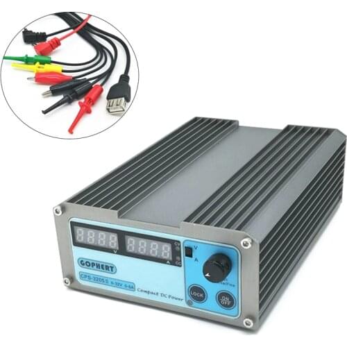 CPS-3205 160W (110Vac/ 220Vac) 0-32V/0-5A,Compact Digital Adjustable DC Power Supply CPS-3205 II +Banana clip wire