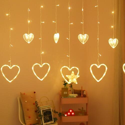 2.5m LDE decoration light string heart curtain light wedding festival indoor atmosphere lantern outdoor waterproof icing lamp