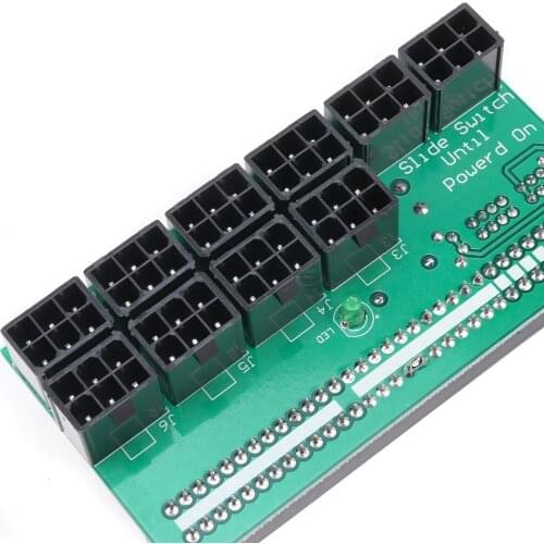 Graphics Card PCI-E Riser 6Pin x 10 Adapter Board to 10 Port for PC Sever Power Supply Psu Btc Mining