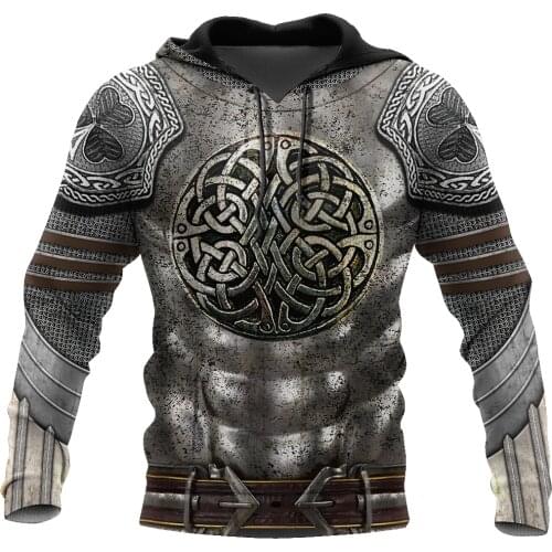 Irish Armor Warrior Knight Chainmail Hoodie 3D All Over Printed For Men/Women Sweatshirt Spring/Autumn Casual Pullover Zipper