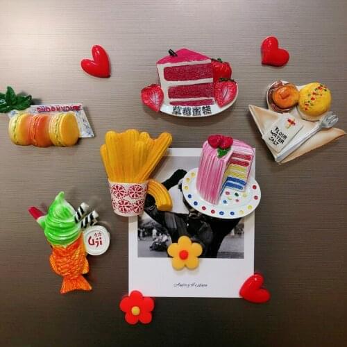 Simulation Food Fridge Magnet Stickers Home Decor Magnetic Magnets Resin Refrigerator Door Decoration Cute Message Sticker Gifts