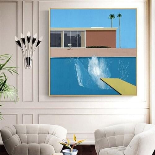 David Hockney Bigger Splash Canvas Painting Posters Prints Quadros Wall Art Picture For Living Room Decoration Cuadros framed