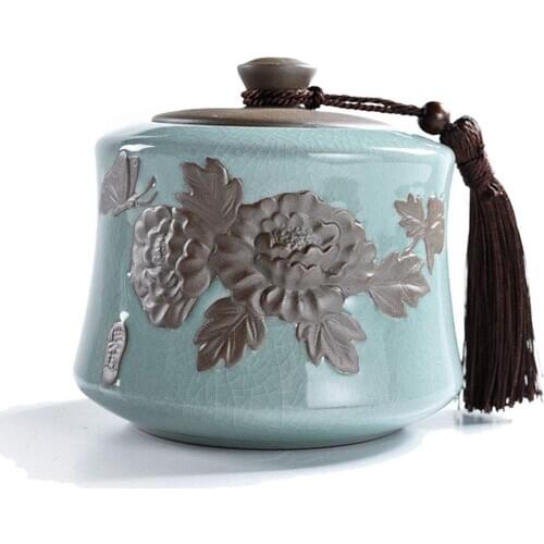 Ice Crack Glaze Ceramic Funeral Pet Urn for Memorials - Small - Holds Up to 30 Cubic Inches of Ashes Pet Cremation Urn for Ashes