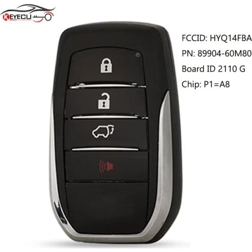 KEYECU 2110 G Smart Remote Key 4B FSK 312/314MHz/433MHz/315MHz P1=A8 Chip for Toyota Land Cruiser 2018-2019 FCCID: HYQ14FBA
