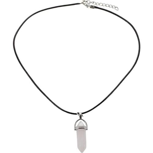 Classic Art Natural Quartz Healing Point Chakra Reiki Pendant Rope Necklace pink